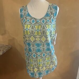 Style & Co. Blue and Lime Patterned Tank Top